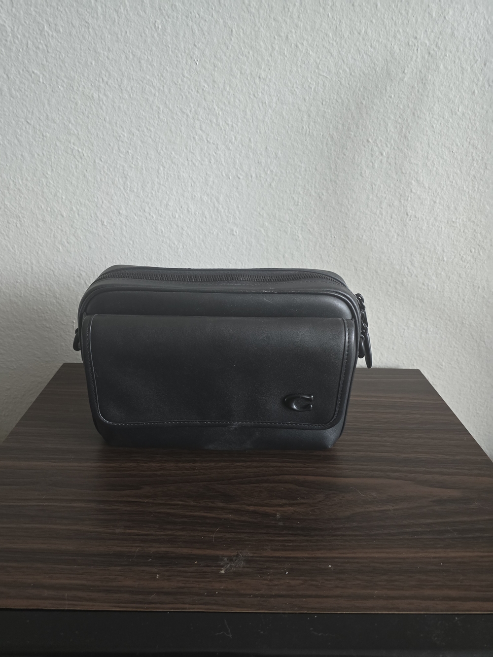 Coach Charter Crossbody Bag Black Leather Web Strap No Chain